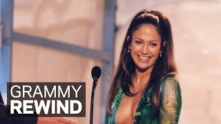 Jennifer Lopez amp The Green Versace Dress Presents Best RampB Album At 2000 GRAMMYs  GRAMMY Rewind [upl. by Martica]