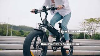 RIDSTAR H20 Foldable Ebike 20quot Fat Tyre 48V 1000W Peak Motor [upl. by Attiuqaj56]