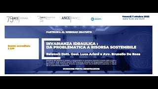 WEBINAR ANCE PAVIA INVARIANZA IDRAULICA DA PROBLEMATICA A RISORSA SOSTENIBILE [upl. by Rambort989]