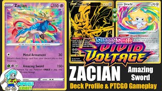 ZACIAN Amazing Rare  VMAX Destroyer Deck Profile amp PTCGO gameplay Pokemon Vivid Voltage [upl. by Yemaj]