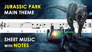 Theme From Jurassic Park  Sheet Music with Easy Notes for Recorder Flute Violin Beginners Tutorial [upl. by Yllod]