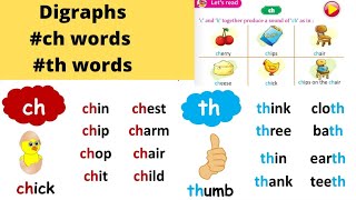 ch words th words digraph ch sound words digraphs beginning ch words ending th words lkg [upl. by Ashatan]