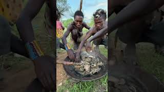 This is a huge Love sharing a Food together middle of Jungle 😋😮hadzabetribe villagelife food [upl. by Nuawad]