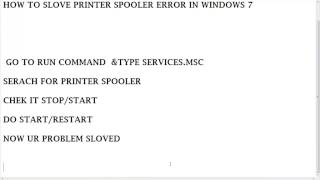 How to Fix print spooler services not running error from windows xp 7810 [upl. by Regni55]