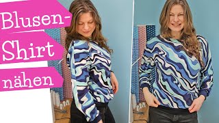 Blusenshirt nähen  Shirt mit Fledermausärmeln konstruieren  SHIRT HACKS Nähanleitung  mommymade [upl. by Anerda324]