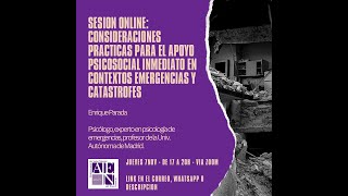 CONSIDERACIONES PRÁCTICAS PARA EL APOYO PSICOSOCIAL INMEDIATO EN CONTEXTOS EMERGENCIAS Y CATÁSTROFES [upl. by Angel]