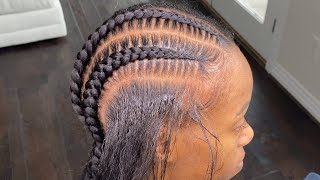 How I get STRAIGHT  PROPORTIONAL PARTS  with Straight Back Braids [upl. by Viens]