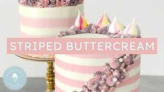 How to create stripes on a cake Cake comb Vs Piped buttercream  Georgias Cakes [upl. by Hardie80]