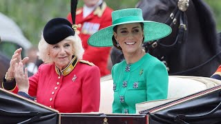 Queen Camilla and Princess Catherine ride together at Trooping the Colour [upl. by Greenebaum]