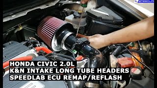 Honda Civic FD 20 KampN Intake Long Tube headers SpeedLab ECU Remap [upl. by Latreece527]