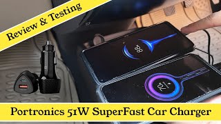 Portronics 51 Watt Car Charger With Dual Output  Review amp Testing  Best Fast Charger For Car [upl. by Hiro]