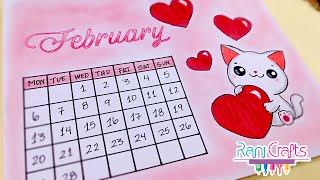 DIY  FEBRUARY Calendar  Bullet journal decoration organization ideas [upl. by Thielen]