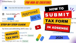 How to Submit Tax Information Form in Google AdSense  Manage Tax Info  Google AdSense amfahhtech [upl. by Reagen]