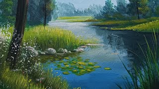 Dere Manzara Akrilik Boya Landscape Acrylic Painting [upl. by Quartas418]