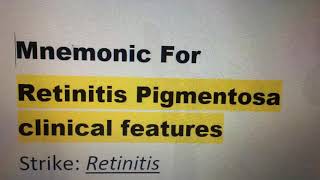 Medical Mnemonic Retinitis Pigmentosa [upl. by Luap915]