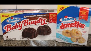 Hostess Chocolate Drizzle Baby Bundts amp Donettes Old Fashioned Mini Donuts Review [upl. by Tharp900]