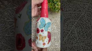 BottleArt with Decoupage Sheet shorts youtubeshorts diy bottleart handmade homedecor [upl. by Inness]