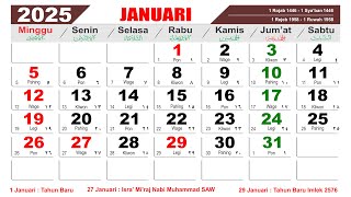 KALENDER TAHUN 2025 LENGKAP DENGAN HARI LIBUR NASIONAL [upl. by Lidstone674]