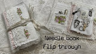 Handmade Needle book flip through  with silk ribbon embroideries by Odulcina [upl. by Seilenna164]