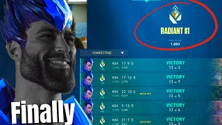 I Hit RANK 1 RADIANT in VALORANT YORU SOLO QUEUE [upl. by Arednaxela]