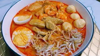 HOMEMADE CURRY LAKSA SOUP SIMPLE RECIPE [upl. by Karola]