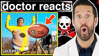 ER Doctor REACTS to Crazy Jackass Injuries 5 [upl. by Aela]