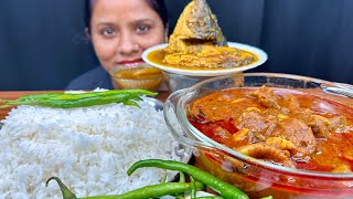 Eating Mutton lunges Curry  Fish Curry Fish head Masala  Asmr [upl. by Nobell]