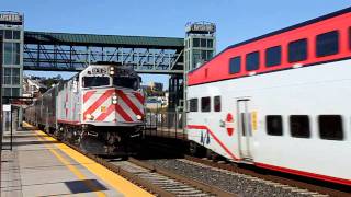 Caltrain 368 passing 266 at Bayshore [upl. by Valenka]