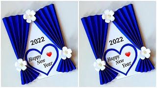 Happy New year card making 2022  DIY New year card ideas  Easy and beautiful card for New year [upl. by Eeraj]