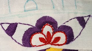 হাতের কাজের চাদরের ফুলের ডিজাইন।  Scarf hand embroidery [upl. by Corri719]