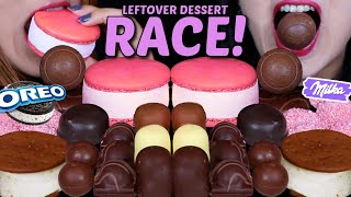 ASMR SHOCKING LEFTOVER DESSERT RACE MILKA OREO SNOBALLS MINI MARSHMALLOWS FERRERO GIANT MACARON [upl. by Ailla]