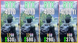 RTX 4070 vs RTX 4070 SUPER vs RTX 4060 vs RTX 4060 TI  Test in 20 Games [upl. by Ellehcer959]