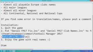 Football Manager 2017 Real Names License Fix [upl. by Otrebireh]