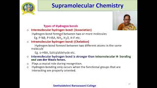 SUPRAMOLECULAR CHEMISTRY  DrASubashini  Dept of Chemistry [upl. by Beasley337]