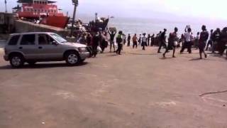 Ferry arrives at Targrin in Sierra Leone [upl. by Puto]