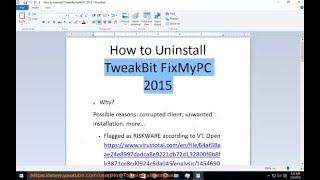 Uninstall TweakBit FixMyPC 2015 Guide [upl. by Katy632]