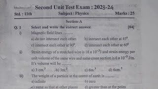 Second Unit Test Exam 202324Std 11th Subject Physics Google By earning [upl. by Ernesta]