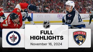 NHL Highlights  Jets vs Panthers  November 16 2024 [upl. by Enajaras]