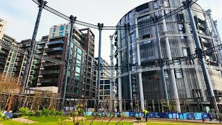 4K Kings Cross  Gasholder Park  Coal Drops Yard  London Walk [upl. by Mcquoid520]