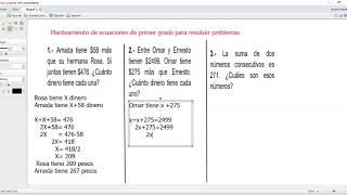 Planteamiento de ecuaciones de primer grado para resolver problemas [upl. by Nyllaf]
