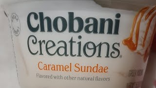 Chobani Creations Caramel Sundae Greek Yogurt 101624 [upl. by Horan429]