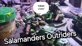 Marine paints Marines Warhammer 40k Salamanders Outriders Adeptus Astartes Vulkan Lives [upl. by Schuh]