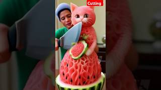 Crunchiest soft sound from cat design watermelon ⚠️🔥 cutting crunch amp soft thing satisfying asmr [upl. by Annavaj]