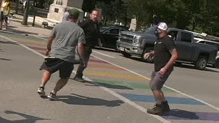 Tense moment between CUPE protestors driver in London Ont [upl. by Conal]