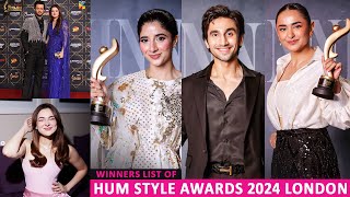 Hum Awards 2024 Winners List with Ahad Raza Mir Yumna Zaidi Hania Aamir Atif Aslam Mahira Khan [upl. by Nuahsed]