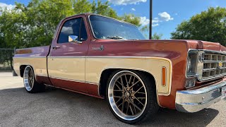 Update to our 1977 Chevrolet C10 belltech suspension 22” Corsart wheels SOLD [upl. by Ayital]