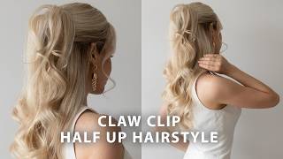 Easy Half Up Half Down Claw Clip Tutorial ❤️ Hairstyle for Long Hair  Medium Hair [upl. by Windy]