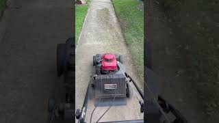 Blowing grass off sidewalk after mowing garden lawnmower honda [upl. by Emeric]