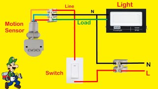 Motion Sensor Light Switch Wiring Connection Diagram  Technical Bilal [upl. by Cornew]