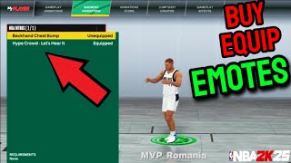 How to buy and equip EMOTES in NBA 2k25 Tutorial [upl. by Hirschfeld240]